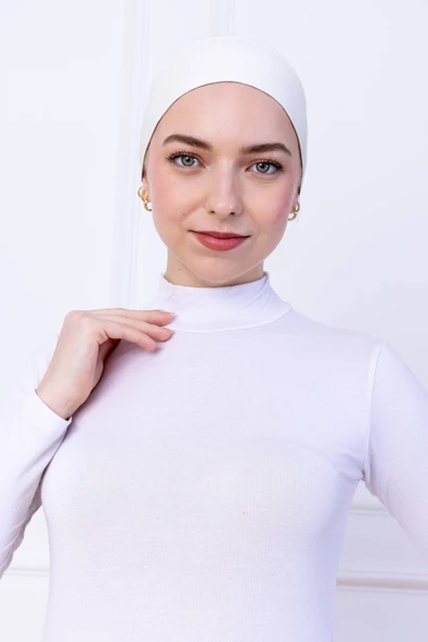 Loggia Kaymayan Silikonlu Bandana Bone Ekru - Kadın Tesettür Dikişsiz Kaymaz Geçme - Sportif Saç Bandı - 4