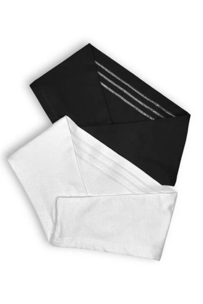 Loggia 2 Adet Kaymayan Silikonlu Bandana Bone Siyah Beyaz - Kadın Tesettür Kaymaz - Sportif Saç Bandı - 1