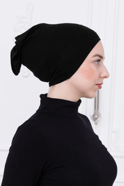 Loggia Pratik Boru Bone Siyah Geçmeli - Kaymaz Önü Dikişsiz Kadın Tesettür Hazır İç Bone - Resim 2