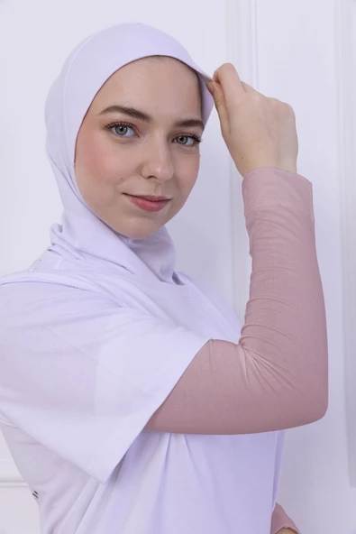 Loggia Likralı Penye Kolluk Pudra - Pratik Kadın Tesettür Düz Namaz Kolluğu 1 Çift 40cm Viskon Hijab ürün görseli