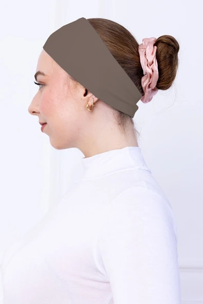 Loggia Kaymayan Silikonlu Bandana Bone - Sportif Saç Bandı-Kahverengi - 2