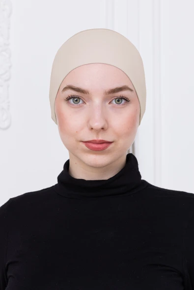 Loggia Geçmeli Bej Bone Önü Dikişsiz Kaymaz Lastikli Kadın Tesettür Pratik Geçme İç Bone - Resim 3