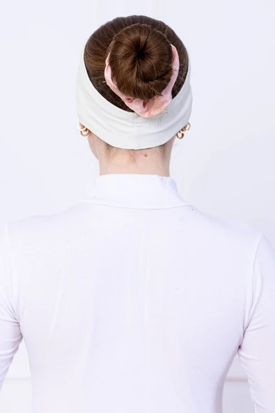 Loggia Kaymayan Silikonlu Bandana Bone Ekru - Kadın Tesettür Dikişsiz Kaymaz Geçme - Sportif Saç Bandı - 6