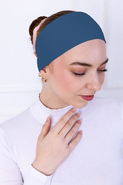 Loggia Kaymayan Silikonlu Bandana Bone Turkuaz - Kadın Tesettür Dikişsiz Kaymaz Geçme - Sportif Saç Bandı - 1