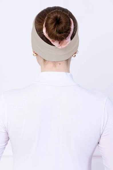 Loggia Kaymayan Silikonlu Bandana Bone - Sportif Saç Bandı-Bej - Resim 6