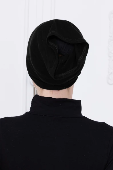 Loggia Pratik Boru Bone Siyah Geçmeli - Kaymaz Önü Dikişsiz Kadın Tesettür Hazır İç Bone - Resim 6