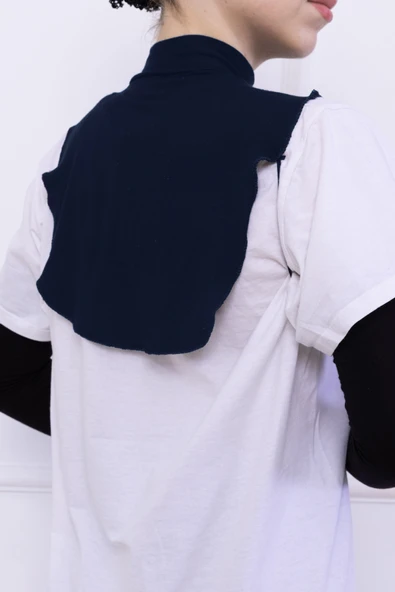 Loggia Balıkçı Yaka Boyunluk Lacivert - Dik Yakalı Kadın Tesettür Penye Yarım Body Hijab Namaz Boyunluğu - Resim 6