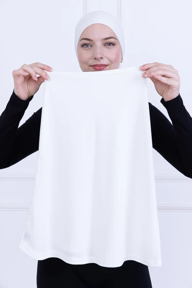 Loggia 2 Parçalı Pratik Namaz Örtüsü Beyaz Sandy Hijab - Kadın Tesettür Hazır Türban - Resim 7
