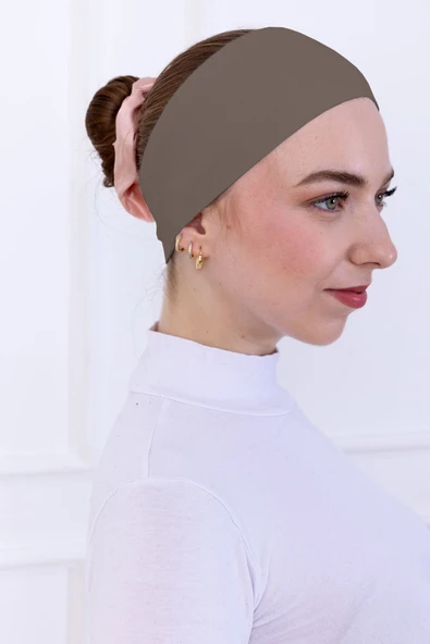 Loggia Kaymayan Silikonlu Bandana Bone - Sportif Saç Bandı-Kahverengi - 5