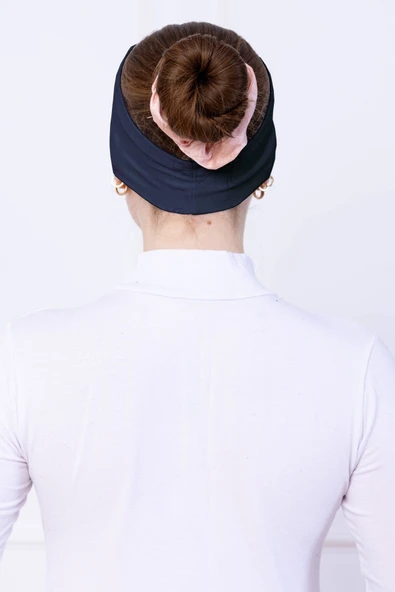 Loggia Kaymayan Silikonlu Bandana Bone Lacivert - Kadın Tesettür Dikişsiz Kaymaz Geçme - Sportif Saç Bandı - 6