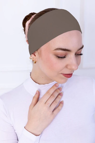 Loggia Kaymayan Silikonlu Bandana Bone - Sportif Saç Bandı-Kahverengi - 1