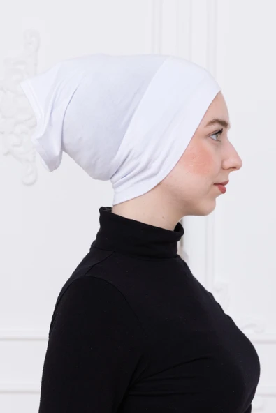 Loggia Pratik Boru Bone Beyaz Geçmeli - Kaymaz Önü Dikişsiz Kadın Tesettür Hazır İç Bone - 2