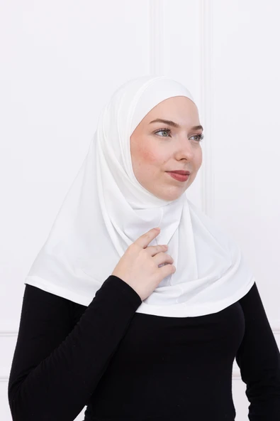 Loggia 2 Parçalı Pratik Namaz Örtüsü Beyaz Sandy Hijab - Kadın Tesettür Hazır Türban ürün görseli