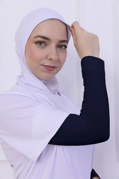 Loggia Likralı Penye Kolluk Lacivert - Pratik Kadın Tesettür Düz Namaz Kolluğu 1 Çift 40cm Viskon Hijab ürün görseli