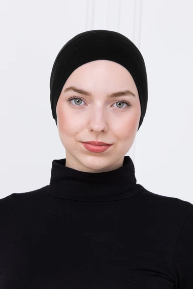 Loggia Pratik Boru Bone Siyah Geçmeli - Kaymaz Önü Dikişsiz Kadın Tesettür Hazır İç Bone - Resim 3