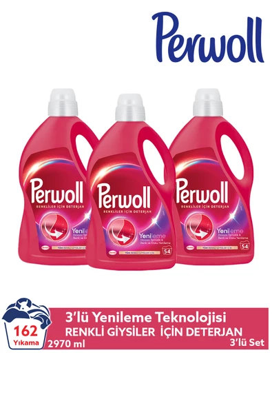 Perwoll Sıvı Deterjan Yenileme Renkli 2.97L 3'lü Set (Toplam 8.91L) – Canlı Renkler İçin Temizlik ürün görseli 1