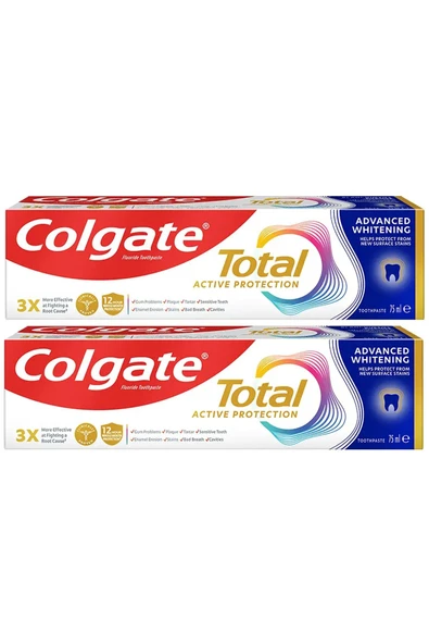 Colgate Total Gelişmiş Beyazlık Diş Macunu 75 ml 2 ADET ürün görseli
