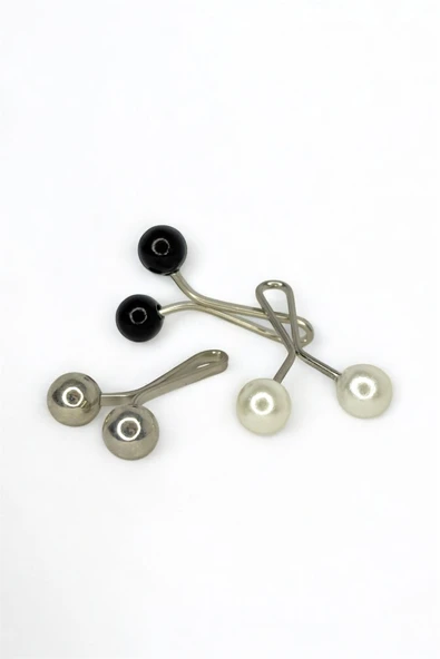 Loggia Eşarp Şal Klipsi 12 Adet Inci Model Klips (4 BEYAZ - 4 SİYAH - 4 GÜMÜŞ) Kadın Tesettür Aksesuar - Resim 3