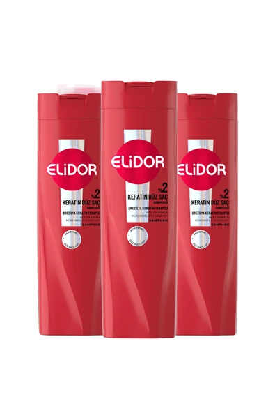 Elidor Saç Bakım Şampuanı Brezilya Keratin Terapisi 400 ml x3 - Resim 2