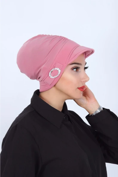 Monalisa Home Şık Tokalı Şapka Bone Açık Pembe Renkli - 1
