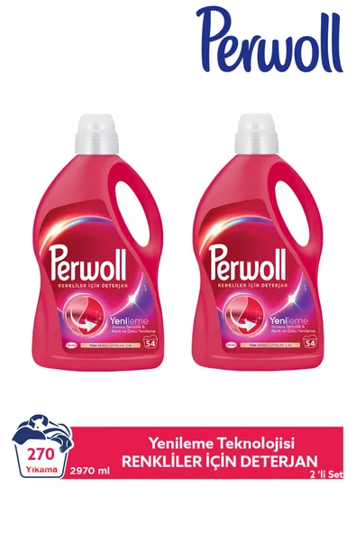 Perwoll Sıvı Deterjan Yenileme Renkli 2.97L 2'li Set (Toplam 5.94L) – Canlı Renkler İçin Temizlik ürün görseli