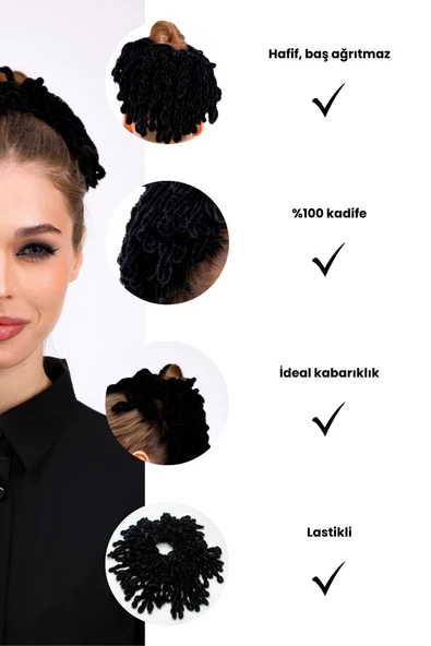 Loggia Beyaz Kadife Topuz Tokası Dolgun Lastikli Tesettür Kadın Aksesuar Toka - 3