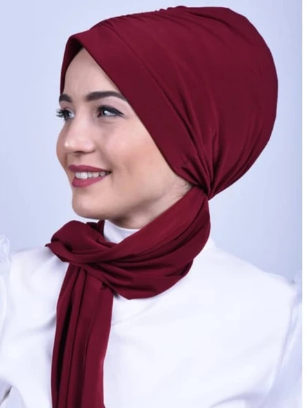 Monalisa Home Şık Büzgülü  Bordo Renkli Bone - 1