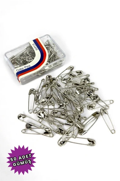 Loggia Çengelli İğne Gümüş Gri Renk 50 Adet 2cm - Eşarp Ve Şal İğnesi - Kadın Tesettür Aksesuar Çok Amaçlı ürün görseli