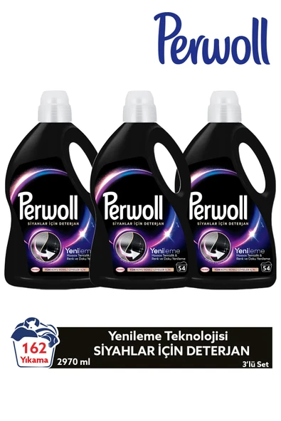 Perwoll Sıvı Deterjan Yenileme Siyah 2.97L 3'lü Set (Toplam 8.91L) – Siyahlar İçin Yoğun Bakım ürün görseli 1