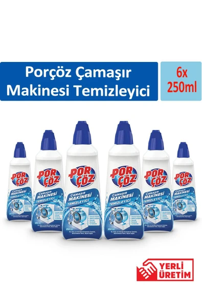 Porçöz Çamaşır Makinesi Temizleyici 250 ml x 6 Adet