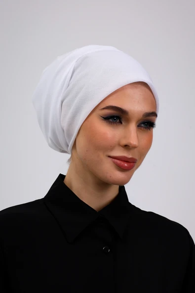 Loggia 2 Adet İç Başörtüsü %100 Pamuklu Siyah Beyaz Tülbent - Kenarları Oyalı 90x90 Kadın Tesettür - Resim 8