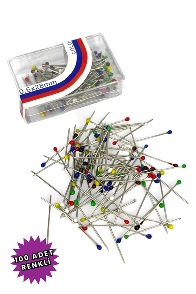 Loggia Toplu İğne Karışık Renkli 100 Adet - Eşarp Ve Şal İğnesi Çok Amaçlı Nişan Düğün Sünnet Takı İğnesi ürün görseli