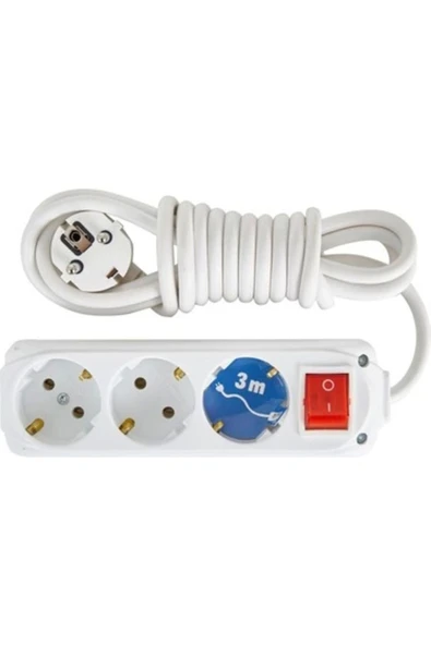 Almera 3'lü Anahtarlı Topraklı Priz 3mt