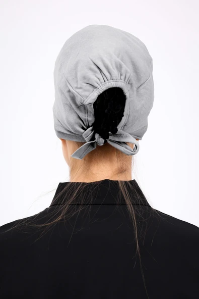 Loggia Düz Dikişsiz Penye Bone Açık Gri - Kadın Tesettür Bağlamalı İç Bone - Resim 7