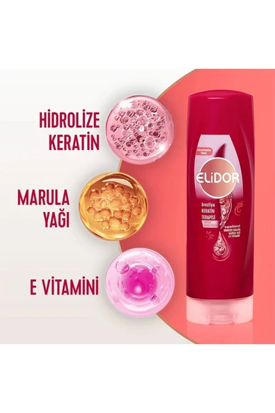 Elidor Serum Bakım Kremi Brezilya Keratin Terapisi Hidrolize Keratin Marula Yağı E Vitamini 350 ml - 2