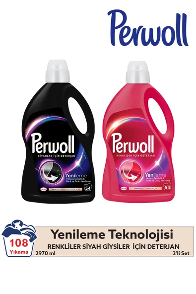 Perwoll Sıvı Deterjan Yenileme Siyah & Renkli 2.97L (2'li Set) – Renk Koruma ve Güçlü Temizlik ürün görseli