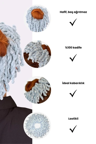 Loggia Bebe Mavisi Kadife Topuz Tokası Dolgun Lastikli Tesettür Kadın Aksesuar Toka - 3
