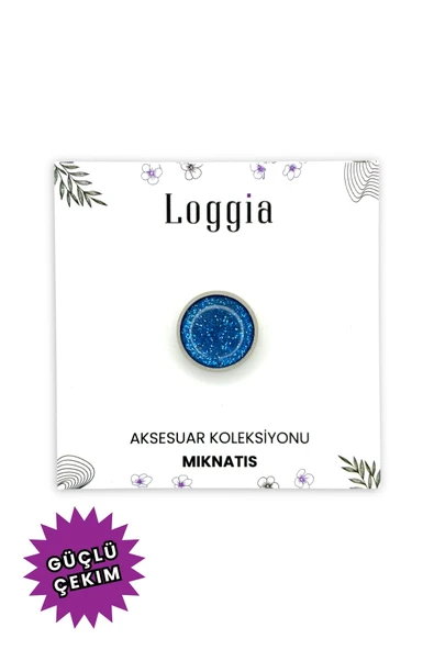 Loggia Eşarp Ve Şal Mıknatısı Simli Mavi - Başörtü Tutucu Kadın Tesettür Aksesuar Mıknatıs ürün görseli