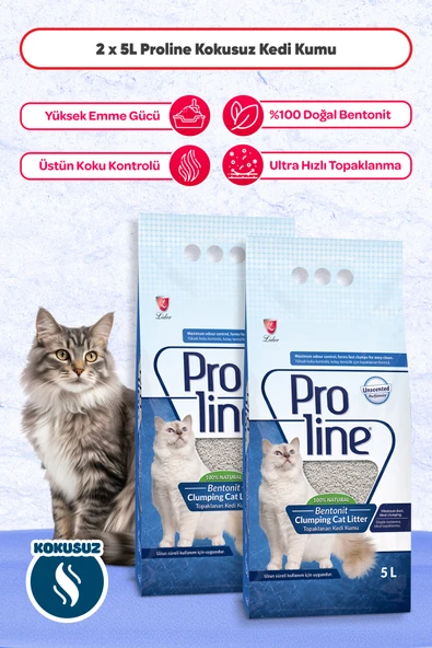 Pro Line Proline Kokusuz Kedi Kumu 5 lt x 2 Adet