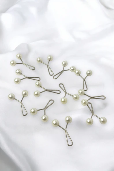 Loggia Eşarp Şal Klipsi Beyaz İnci Model 1 Adet Klips - Kadın Tesettür Aksesuar - Resim 6