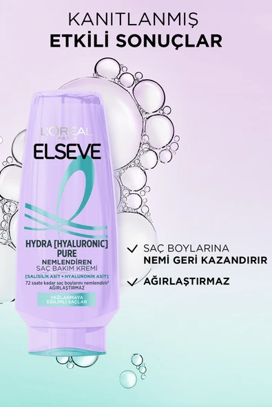 ELSEVE Hydra [hyaluronic] Pure Salisilik Asit Içeren Yağlanma Karşıtı Nemlendirici Saç Kremi 250ml - Resim 4