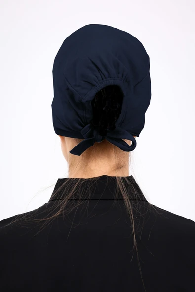 Loggia Düz Dikişsiz Penye Bone Petrol Mavisi - Kadın Tesettür Bağlamalı İç Bone - Resim 7