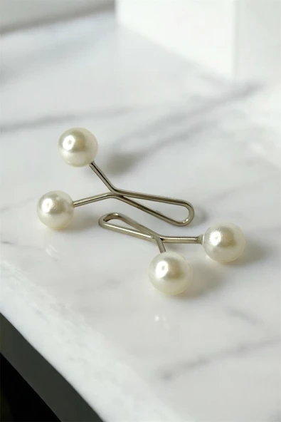 Loggia Eşarp Şal Klipsi Beyaz İnci Model 1 Adet Klips - Kadın Tesettür Aksesuar - Resim 5