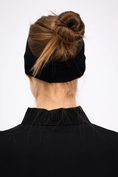 Loggia Kaymayan Silikonlu Bandana Bone Siyah - Kadın Tesettür Dikişsiz Kaymaz Geçme - Sportif Saç Bandı - 7