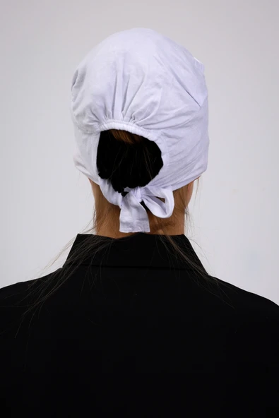 Loggia Dikişsiz Beyaz Penye Bone Kadın Tesettür Bağlamalı. - Resim 3