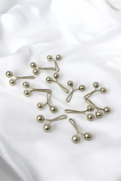 Loggia Eşarp Şal Klipsi Gümüş 12 Adet İnci Model - Klips Kadın Tesettür Aksesuar İğne - Resim 6