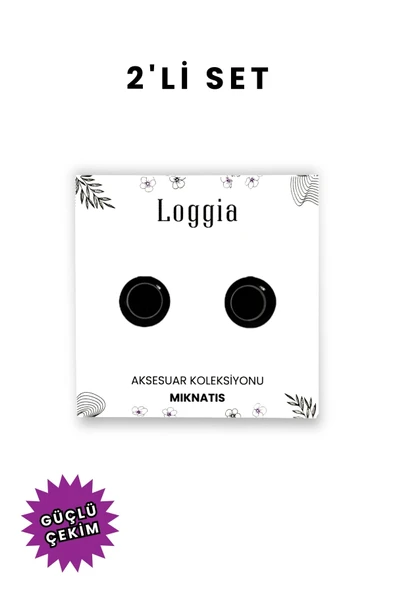 Loggia Eşarp Ve Şal Mıknatısı Parlak Siyah 2 Çift - Başörtü Tutucu Kadın Tesettür Aksesuar Mıknatıs ürün görseli