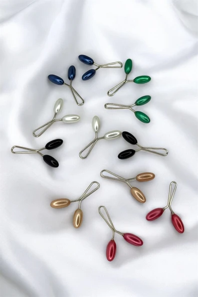 Loggia Eşarp Şal Klipsi 12 Adet Arpa Model Canlı Renkler Klips - Kadın Tesettür Aksesuar İğne - Resim 4