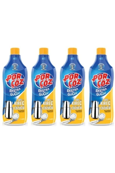 Porçöz Ekstra Güçlü Pas ve Kireç Çözücü 1 lt 4 Adet ürün görseli