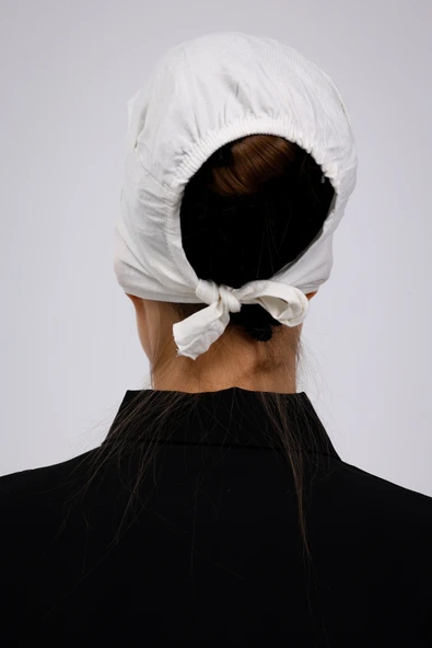 Loggia Düz Dikişsiz Penye Bone Ekru - Kadın Tesettür Bağlamalı İç Bone Kırık Beyaz - Resim 3